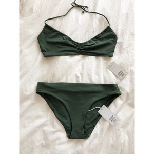 COS Dark Green Bikini Swimsuit Top & Bottom NWT!